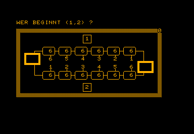 Kalah game screenshot for Commodore PET